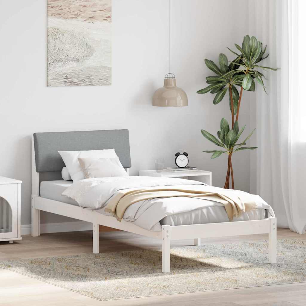 Sengestel Hvid og lys grå 80 x 200 cm Massivt fyrretræ
