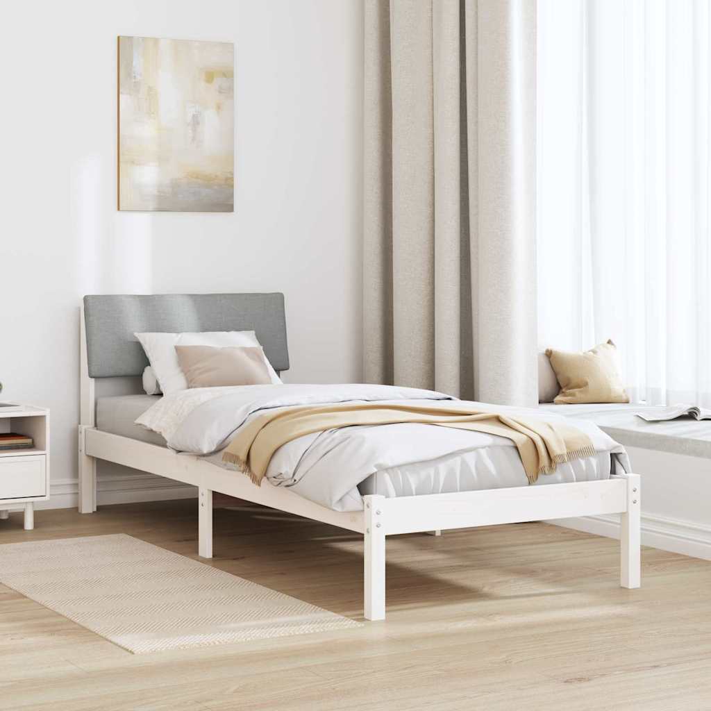 Sengestel Hvid og lys grå 80 x 200 cm Massivt fyrretræ