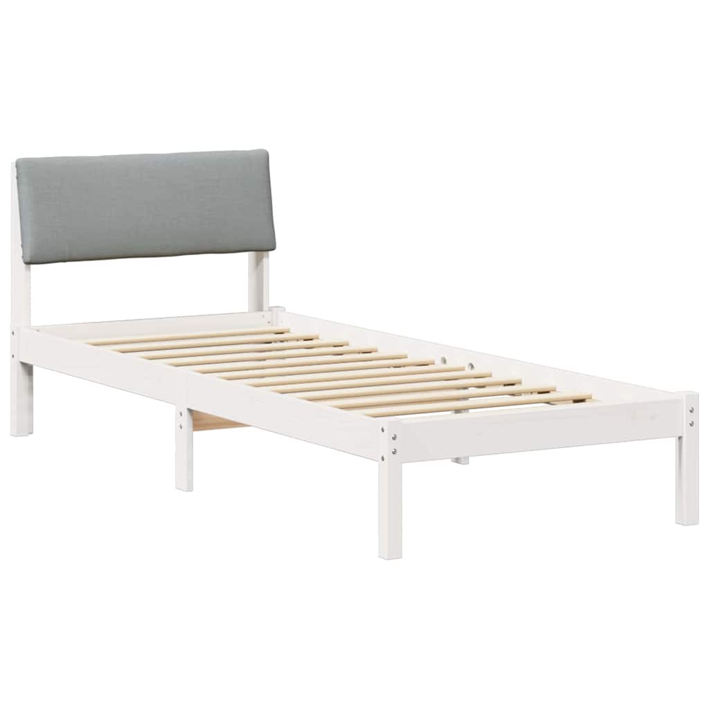 Sengestel Hvid og lys grå 80 x 200 cm Massivt fyrretræ
