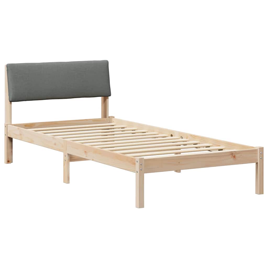 Sengestel brun og mørkegrå 90 x 190 cm Massivt fyrretræ