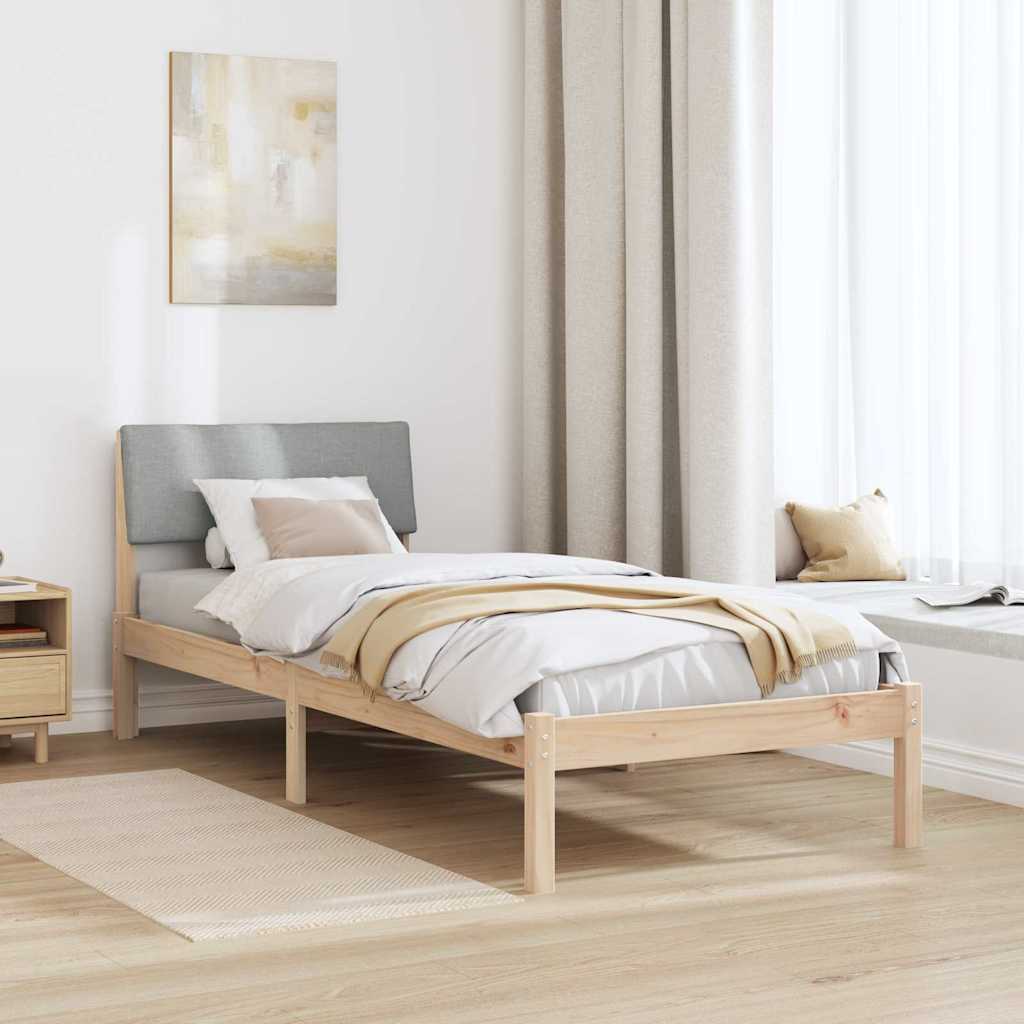 Sengestel Brun og lys grå 75 x 190 cm Massivt fyrretræ