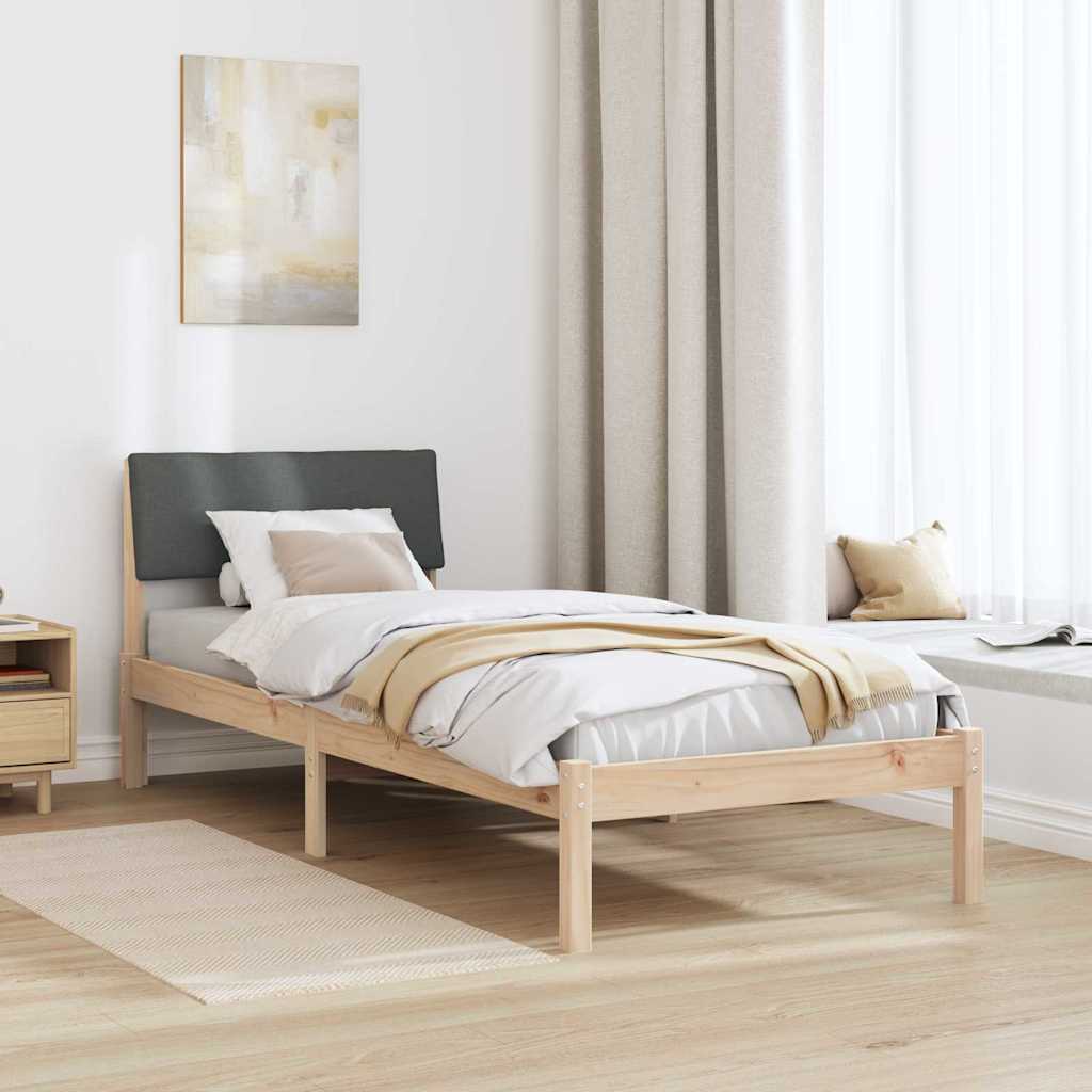 Sengestel brun og mørkegrå 75 x 190 cm Massivt fyrretræ