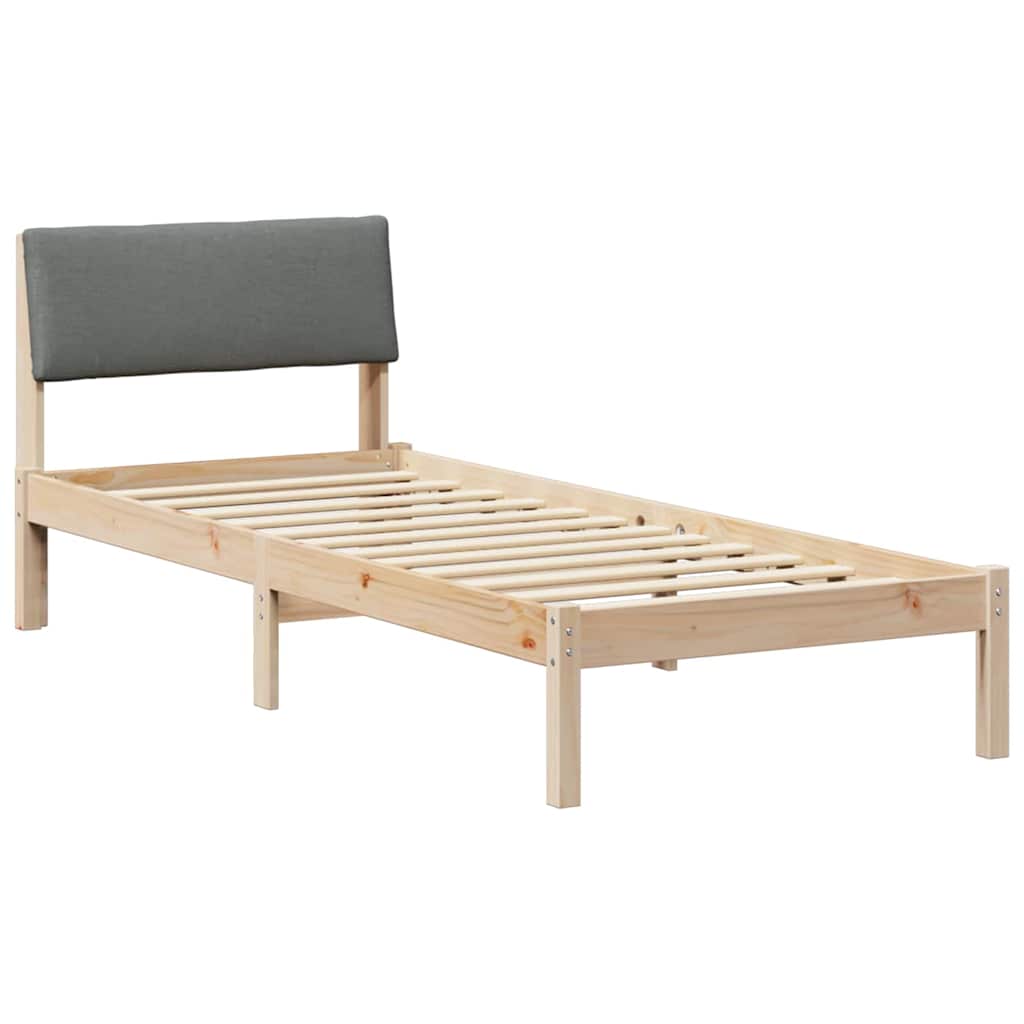 Sengestel brun og mørkegrå 75 x 190 cm Massivt fyrretræ