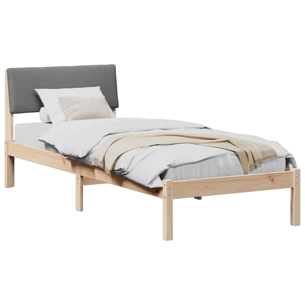 Sengestel brun og mørkegrå 75 x 190 cm Massivt fyrretræ