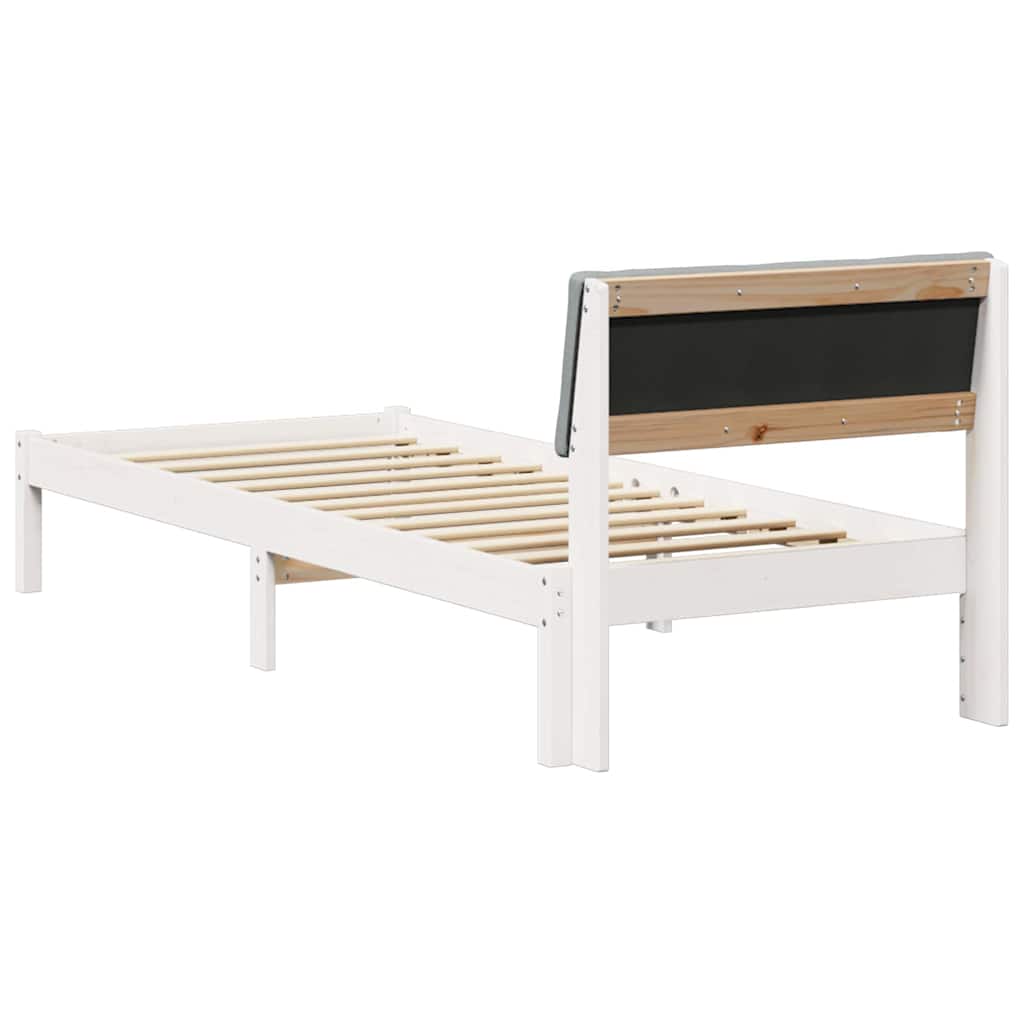 Sengestel Hvid og lys grå 75 x 190 cm Massivt fyrretræ