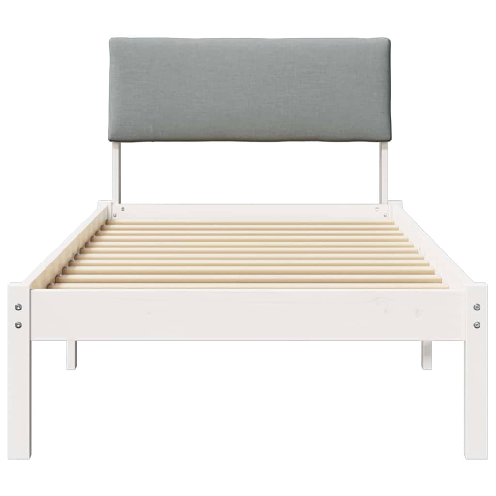 Sengestel Hvid og lys grå 75 x 190 cm Massivt fyrretræ