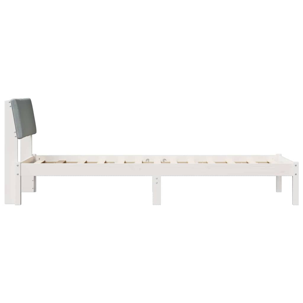 Sengestel Hvid og lys grå 75 x 190 cm Massivt fyrretræ