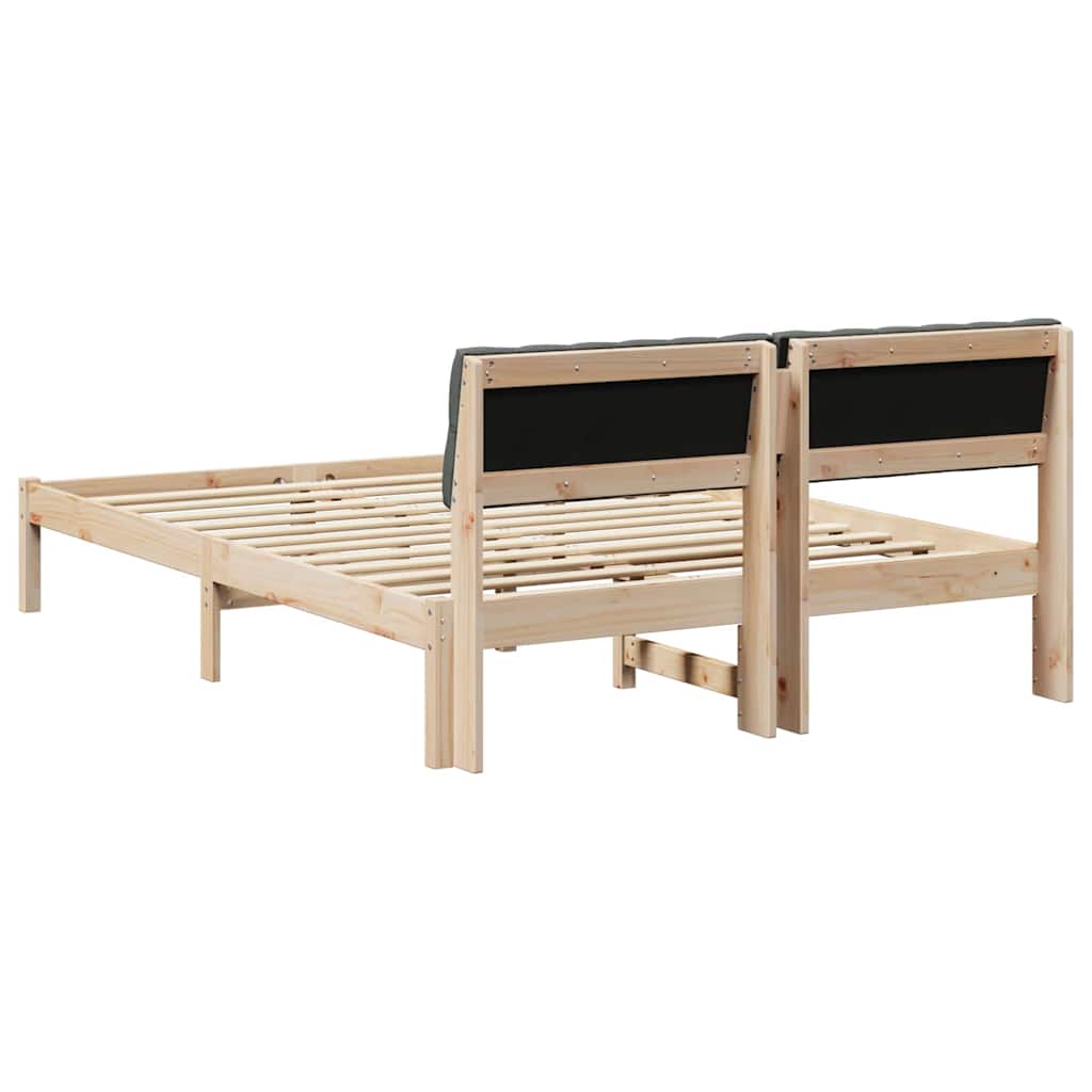 Sengestel brun og mørkegrå 160 x 200 cm Massivt fyrretræ