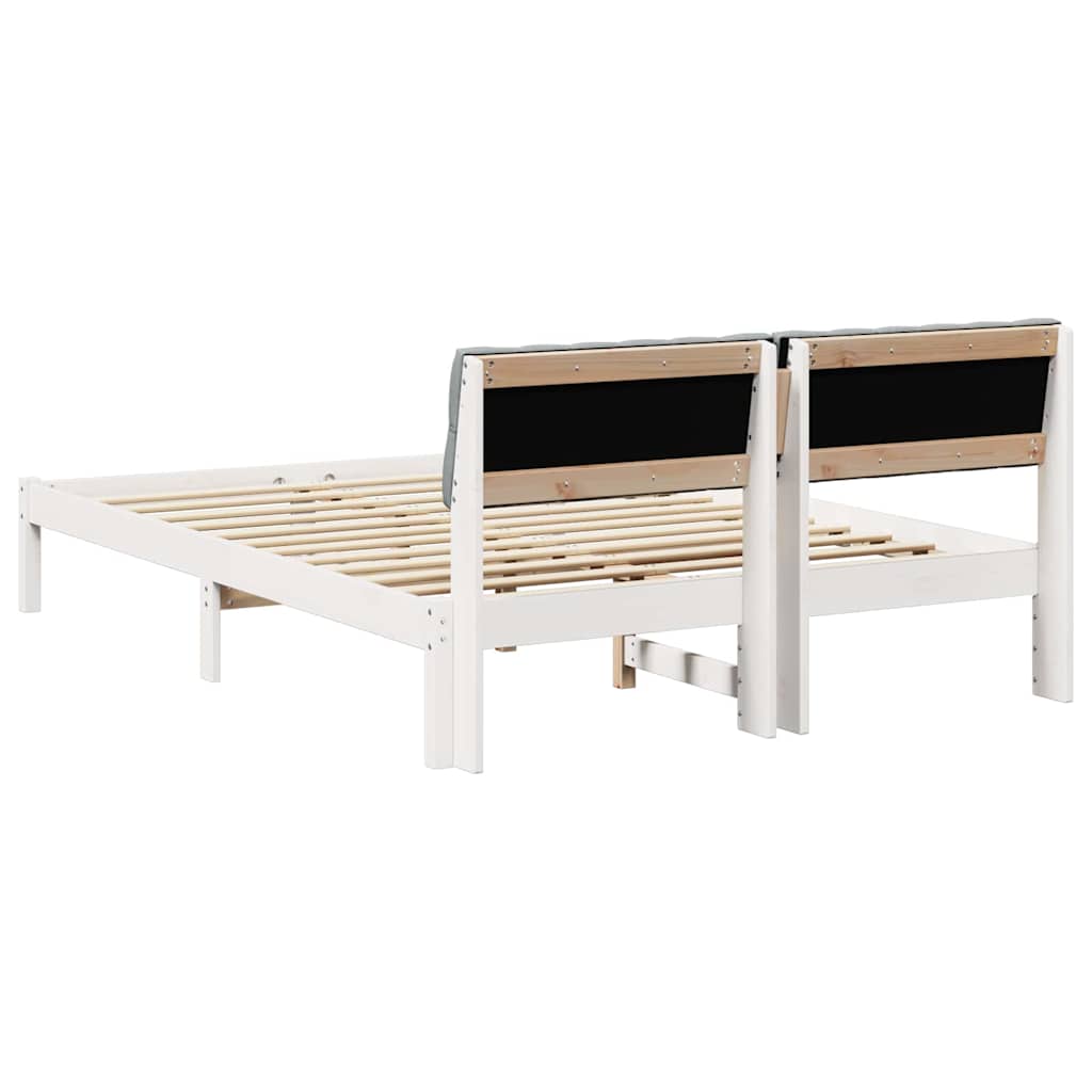 Sengestel Hvid og lys grå 150 x 200 cm Massivt fyrretræ