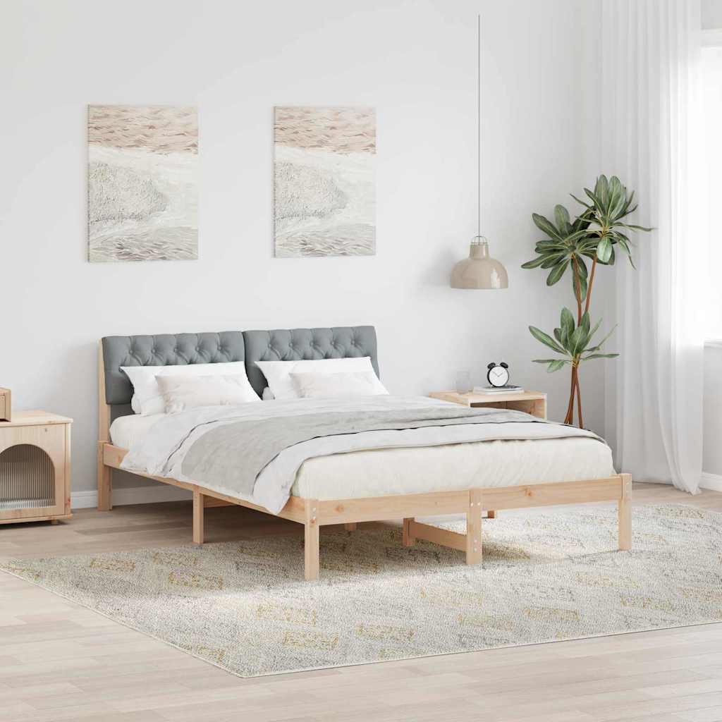 Sengestel Brun og lys grå 140 x 200 cm Massivt fyrretræ