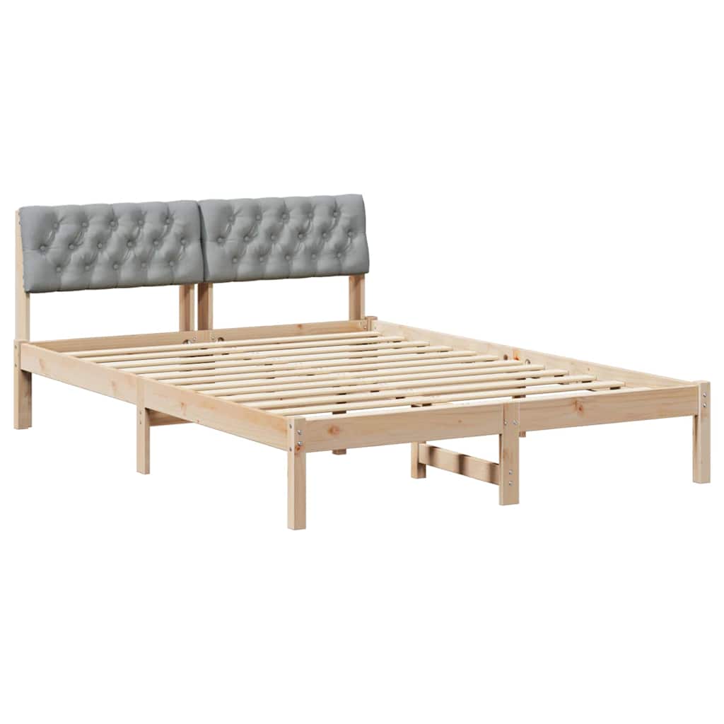 Sengestel Brun og lys grå 140 x 200 cm Massivt fyrretræ