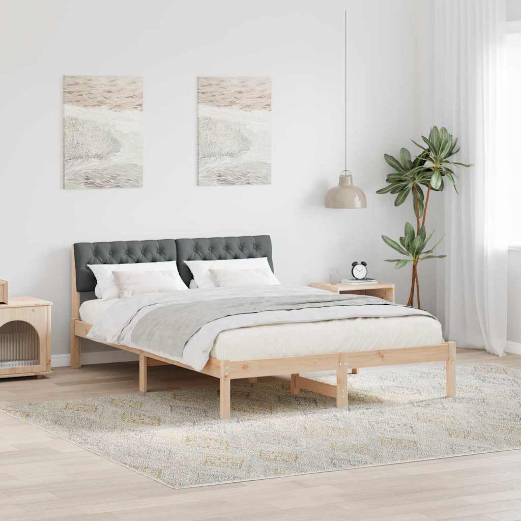 Sengestel brun og mørkegrå 140 x 200 cm Massivt fyrretræ