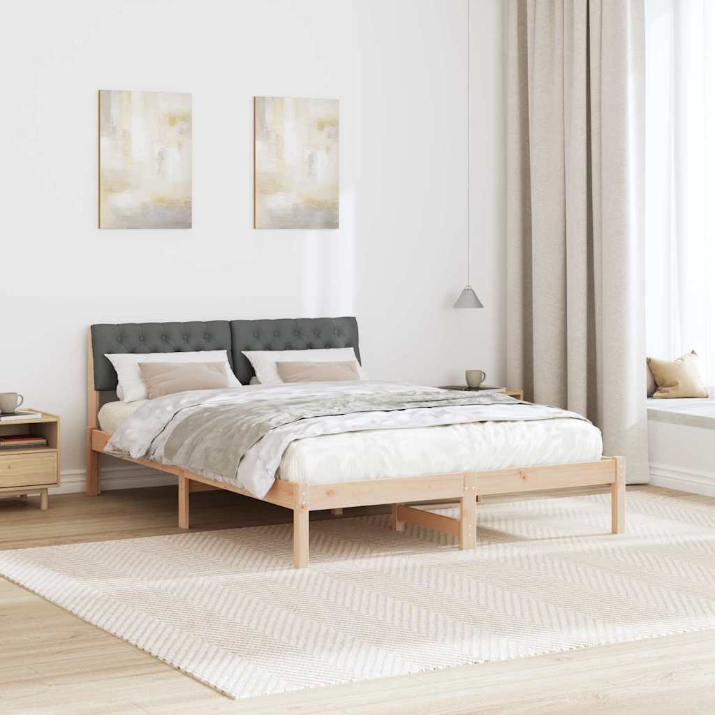Sengestel brun og mørkegrå 140 x 200 cm Massivt fyrretræ