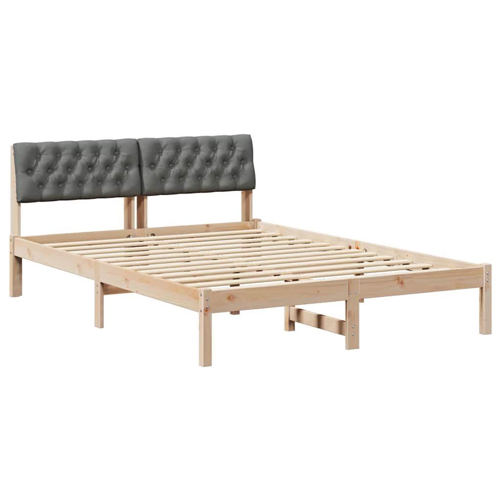 Sengestel brun og mørkegrå 140 x 190 cm Massivt fyrretræ