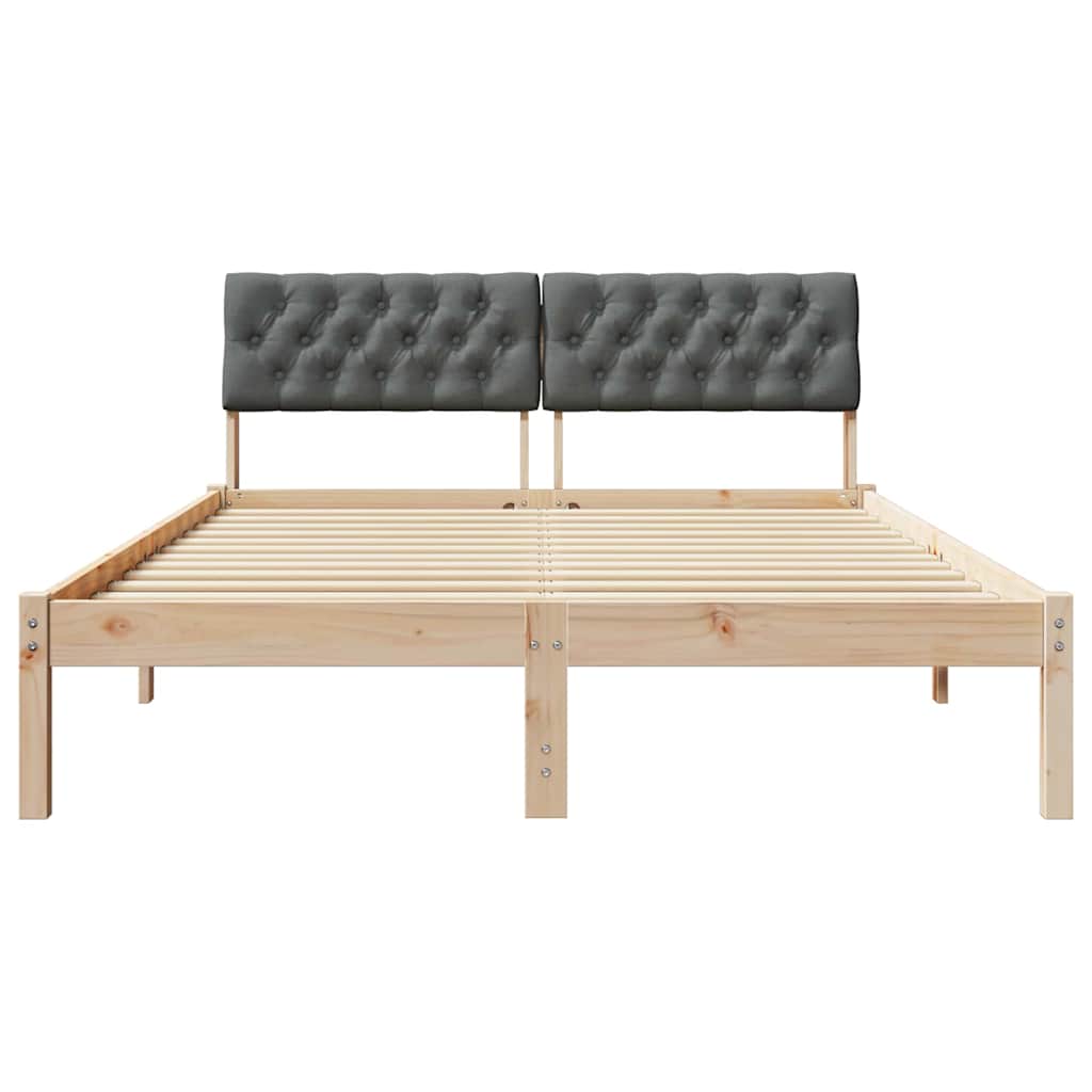 Sengestel brun og mørkegrå 140 x 190 cm Massivt fyrretræ
