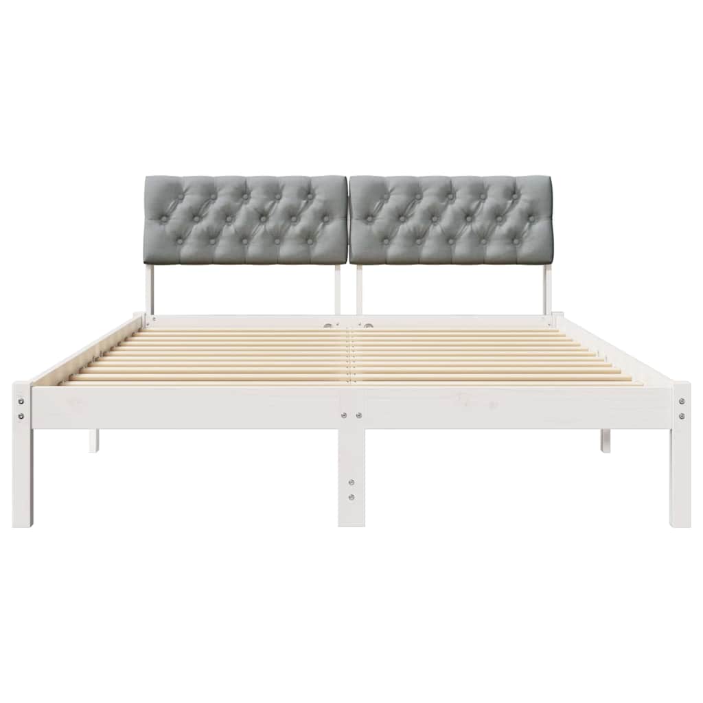 Sengestel Hvid og lys grå 140 x 190 cm Massivt fyrretræ