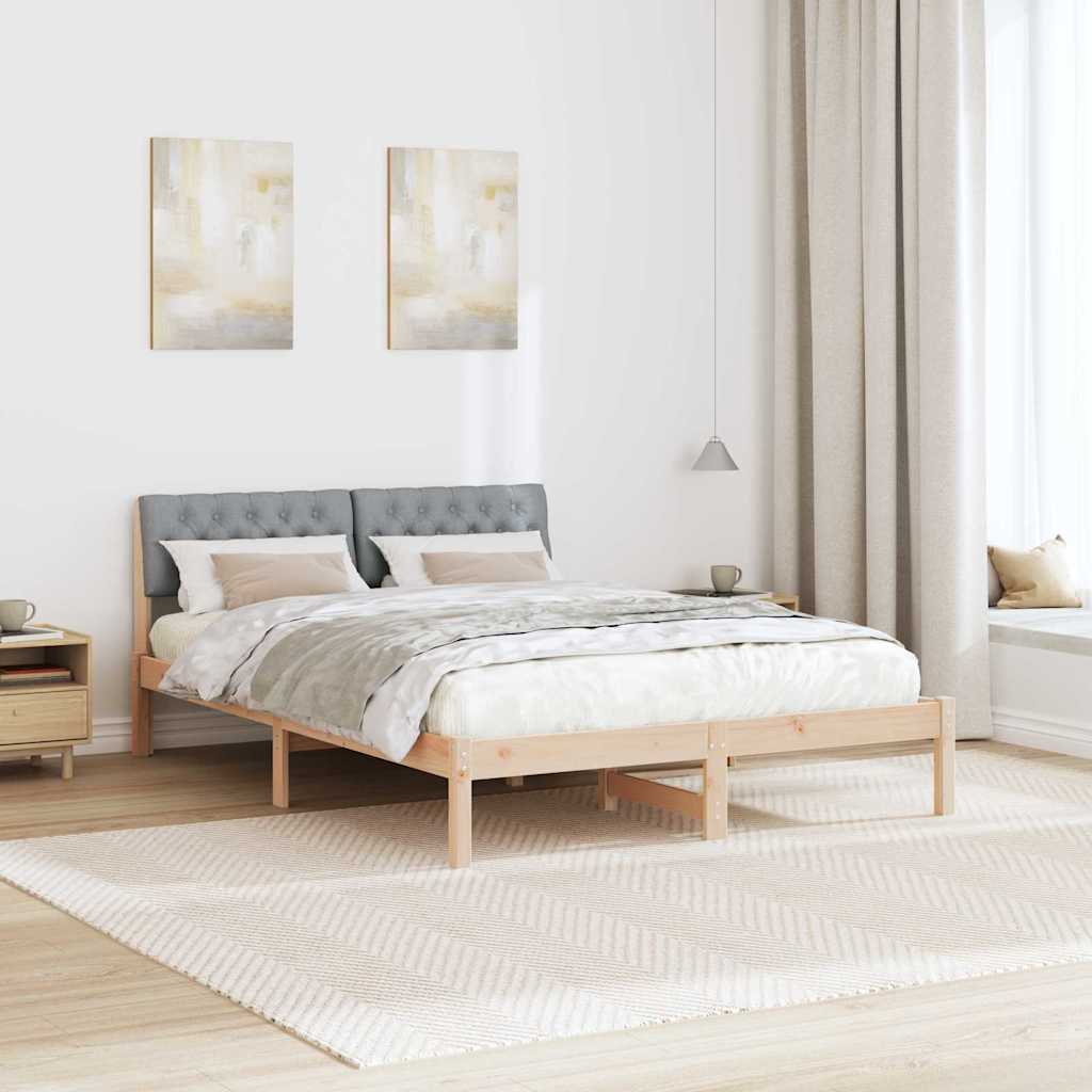 Sengestel Brun og lys grå 135 x 190 cm Massivt fyrretræ
