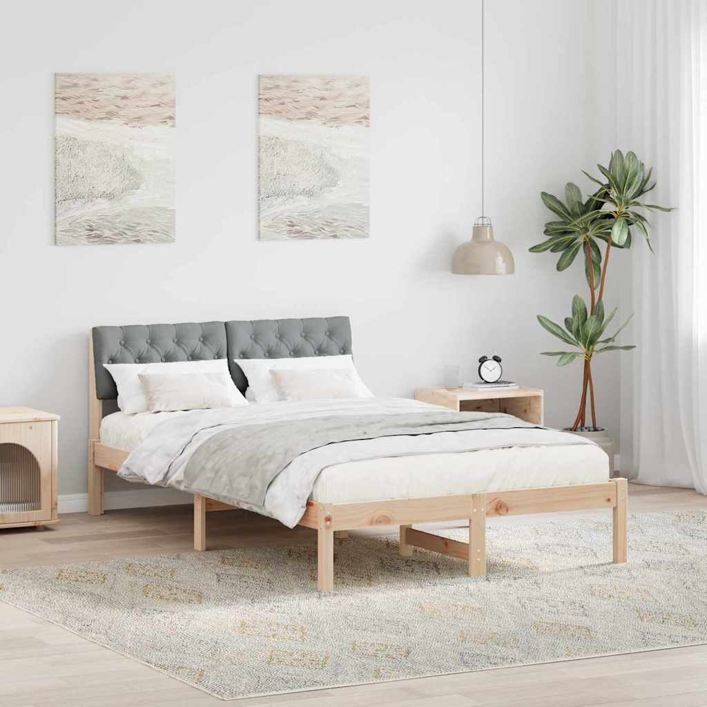 Sengestel Brun og lys grå 120 x 190 cm Massivt fyrretræ