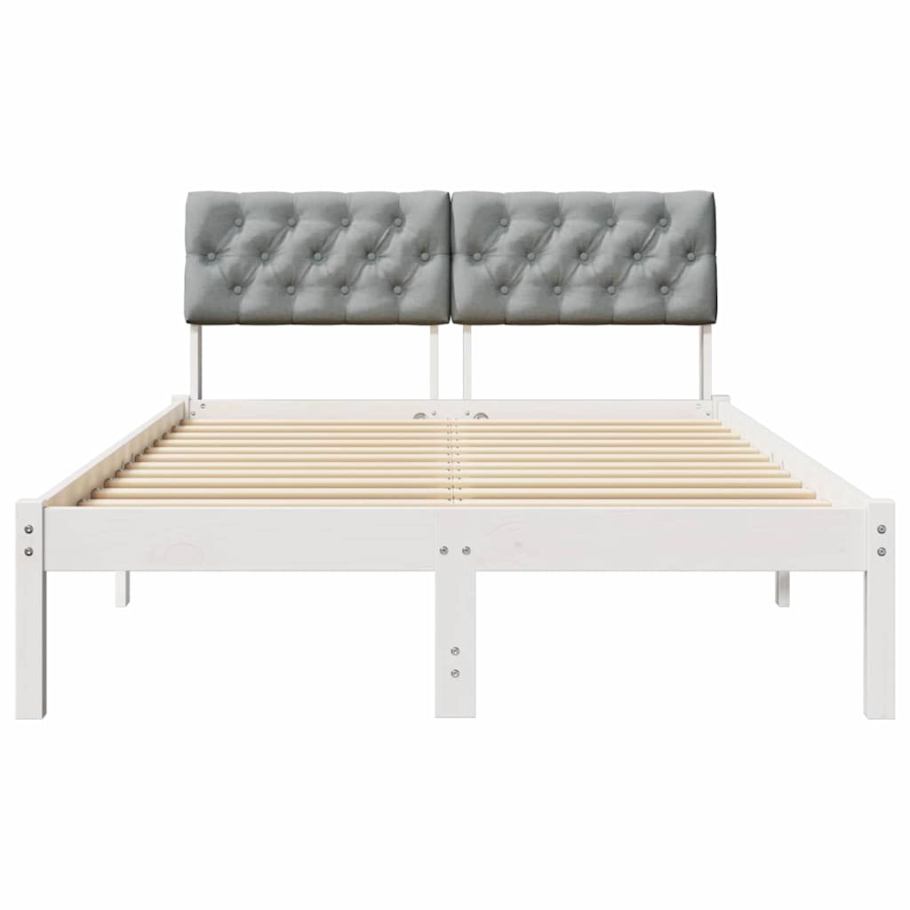 Sengestel Hvid og lys grå 120 x 190 cm Massivt fyrretræ