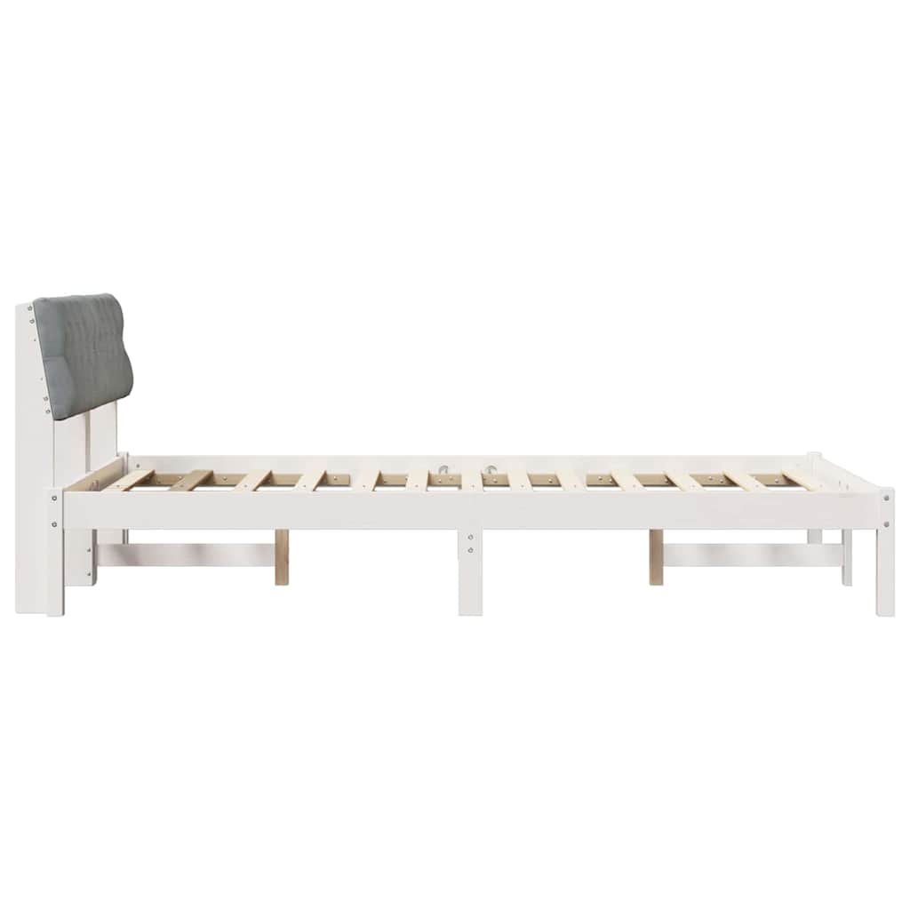 Sengestel Hvid og lys grå 120 x 190 cm Massivt fyrretræ