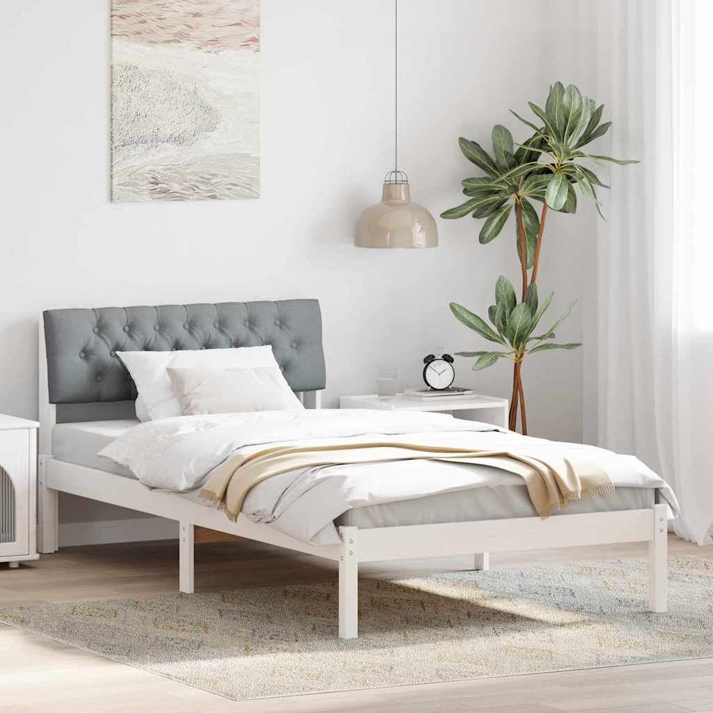 Sengestel Hvid og lys grå 100 x 200 cm Massivt fyrretræ