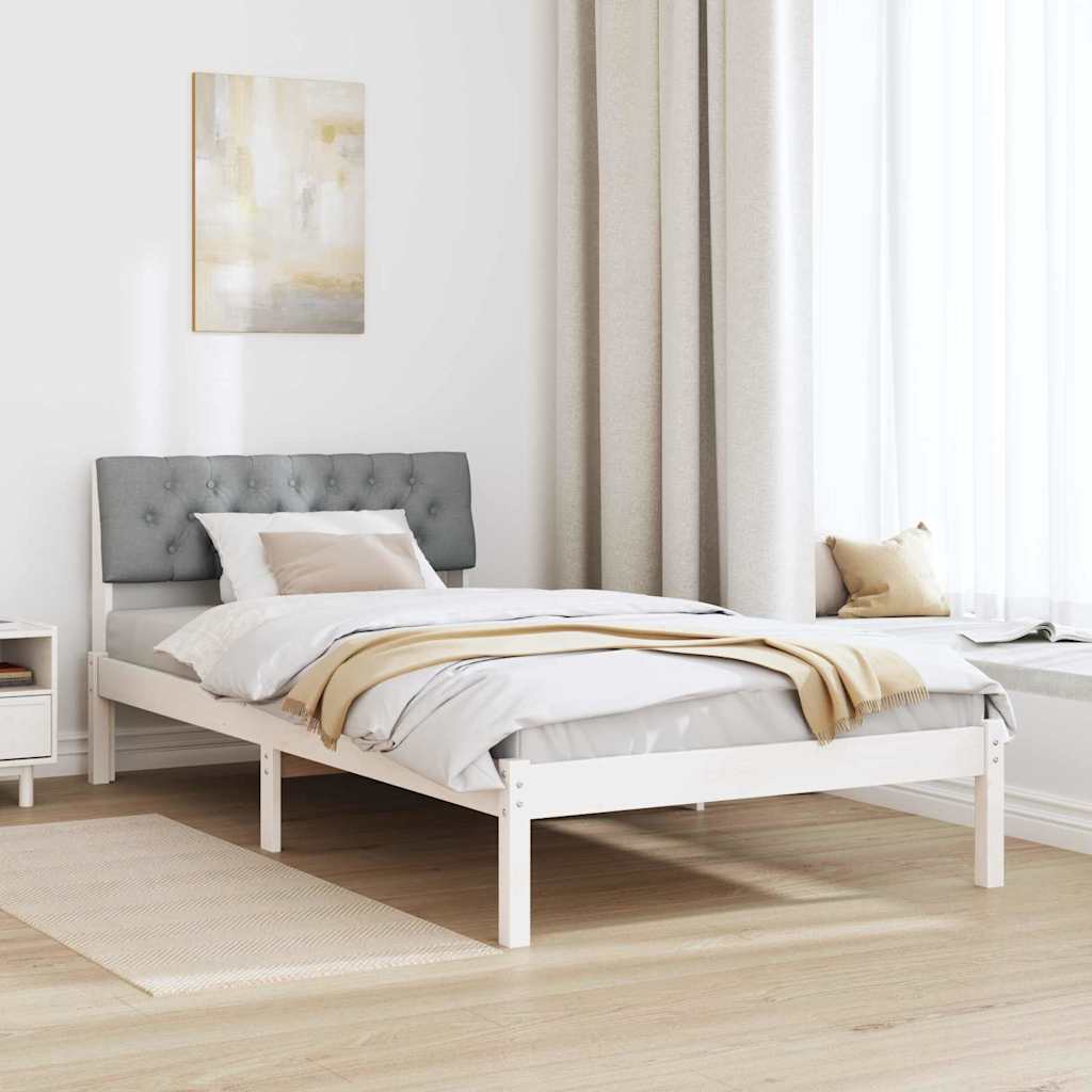 Sengestel Hvid og lys grå 100 x 200 cm Massivt fyrretræ