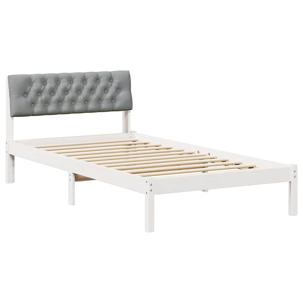 Sengestel Hvid og lys grå 100 x 200 cm Massivt fyrretræ