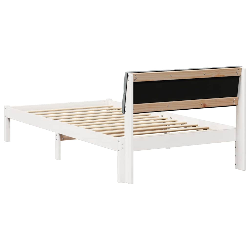Sengestel Hvid og lys grå 100 x 200 cm Massivt fyrretræ