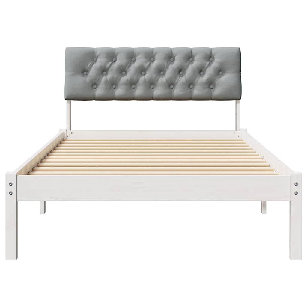 Sengestel Hvid og lys grå 100 x 200 cm Massivt fyrretræ
