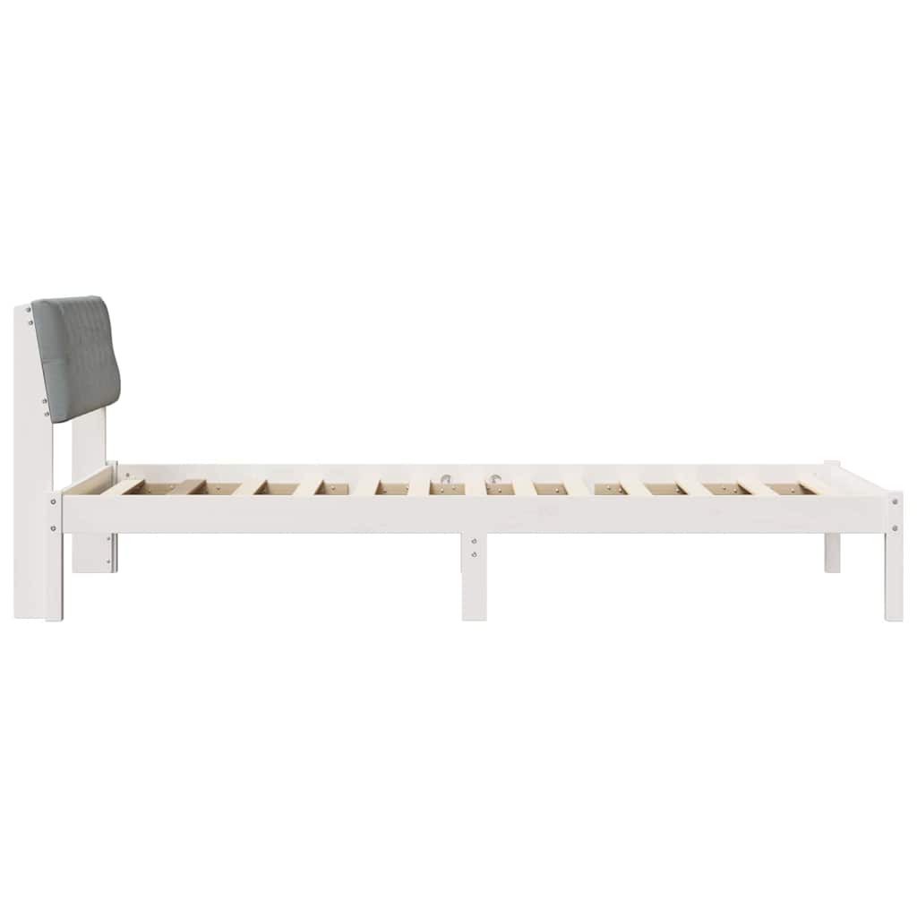 Sengestel Hvid og lys grå 100 x 200 cm Massivt fyrretræ