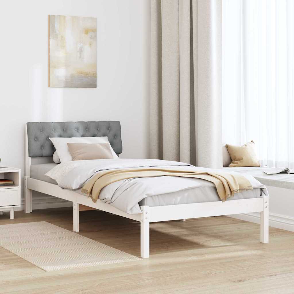 Sengestel Hvid og lys grå 90 x 200 cm Massivt fyrretræ