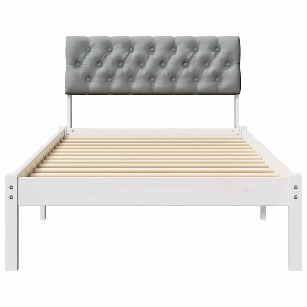 Sengestel Hvid og lys grå 90 x 200 cm Massivt fyrretræ