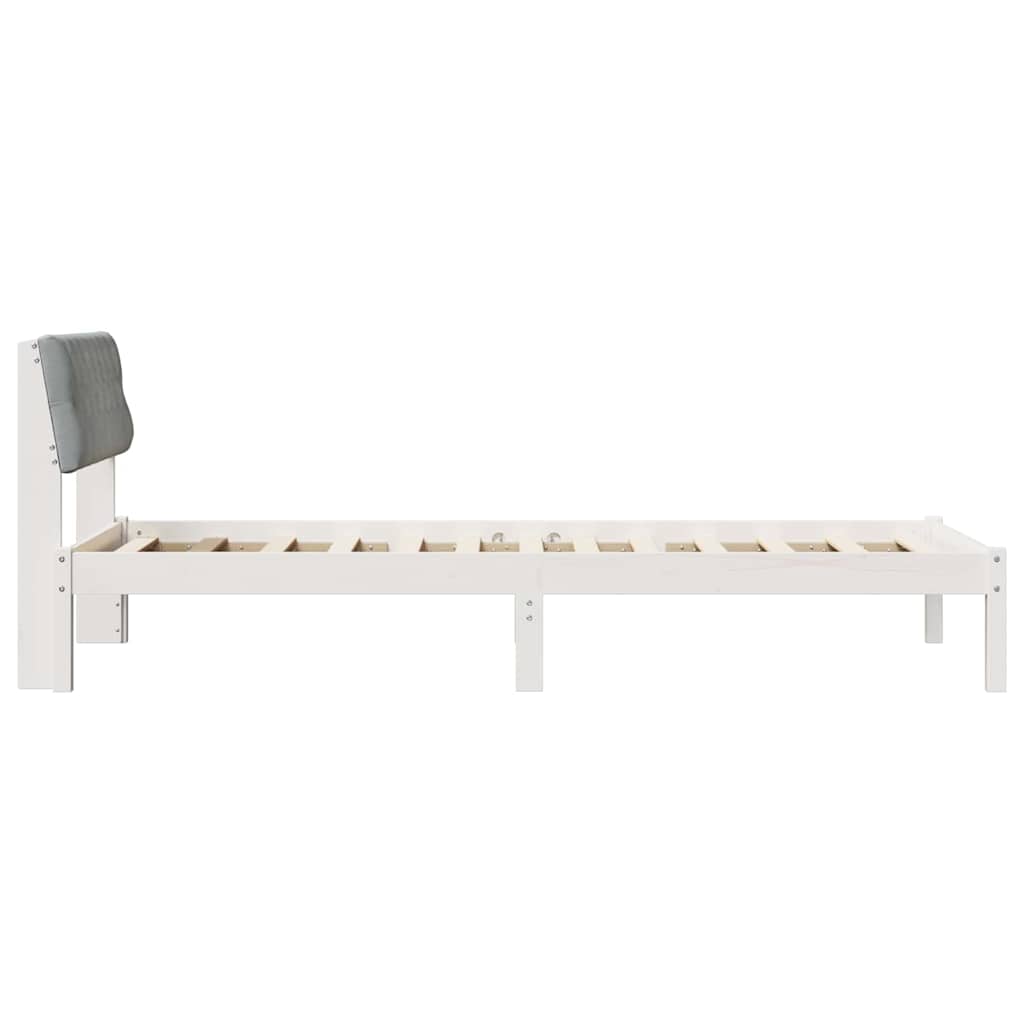 Sengestel Hvid og lys grå 90 x 200 cm Massivt fyrretræ