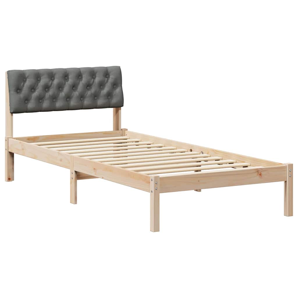 Sengestel brun og mørkegrå 90 x 190 cm Massivt fyrretræ