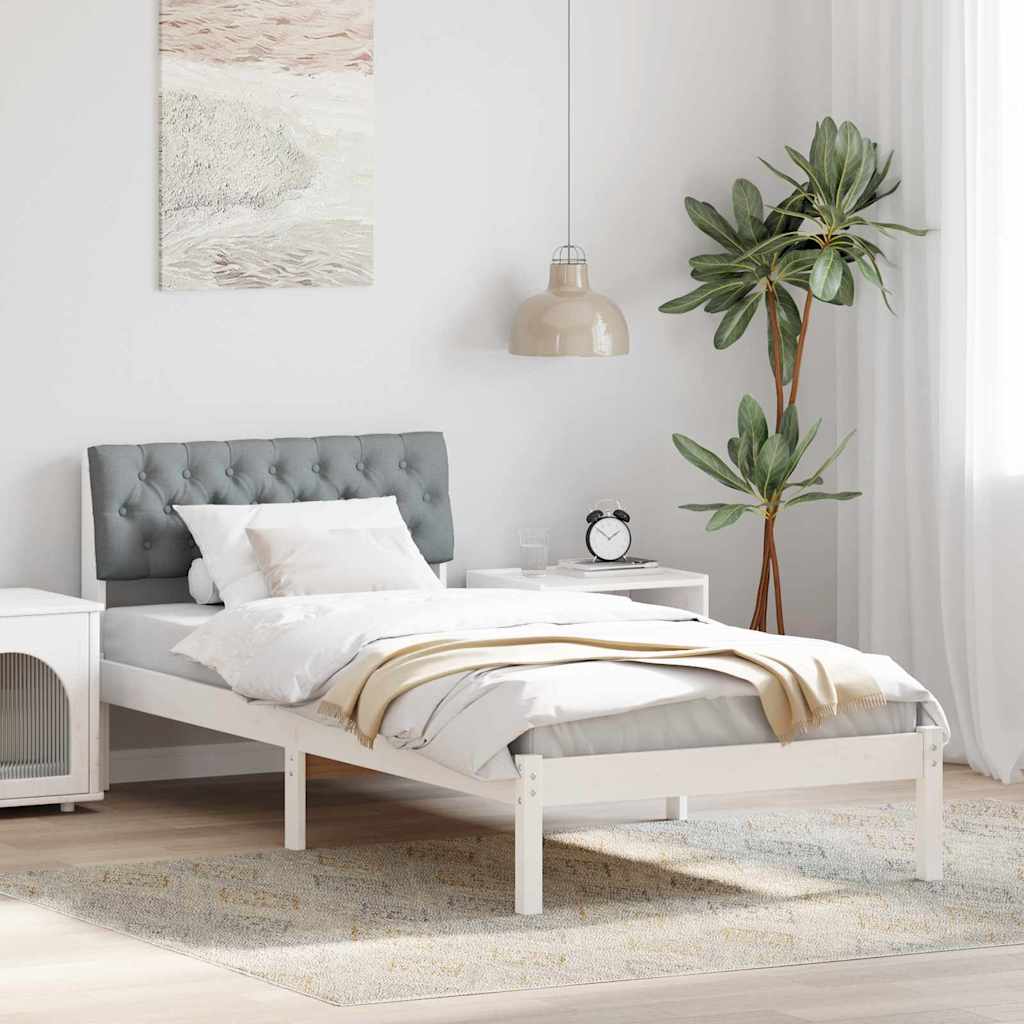 Sengestel Hvid og lys grå 90 x 190 cm Massivt fyrretræ