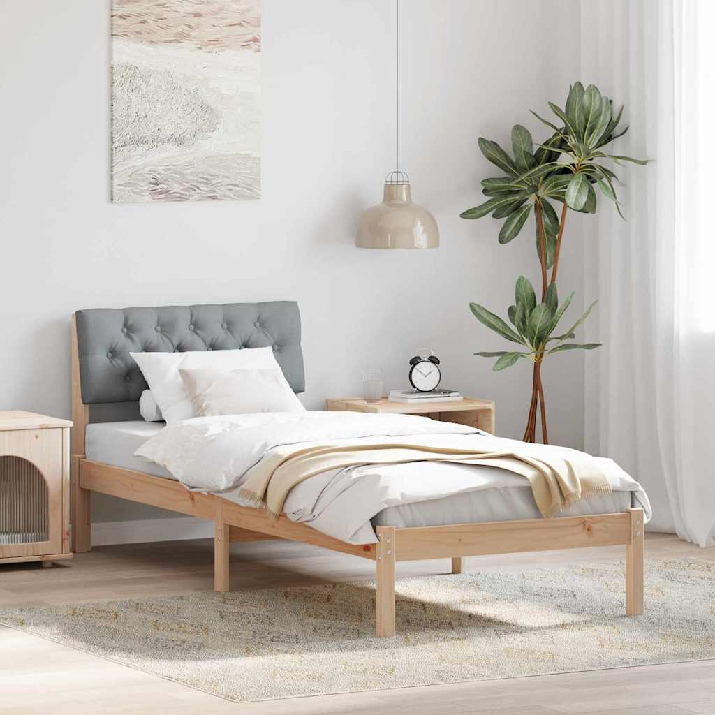 Sengestel Brun og lys grå 75 x 190 cm Massivt fyrretræ