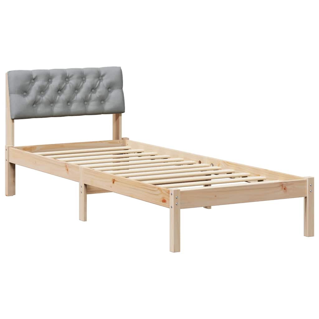 Sengestel Brun og lys grå 75 x 190 cm Massivt fyrretræ