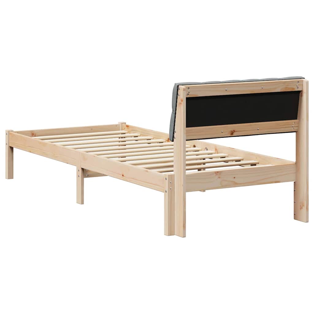 Sengestel Brun og lys grå 75 x 190 cm Massivt fyrretræ