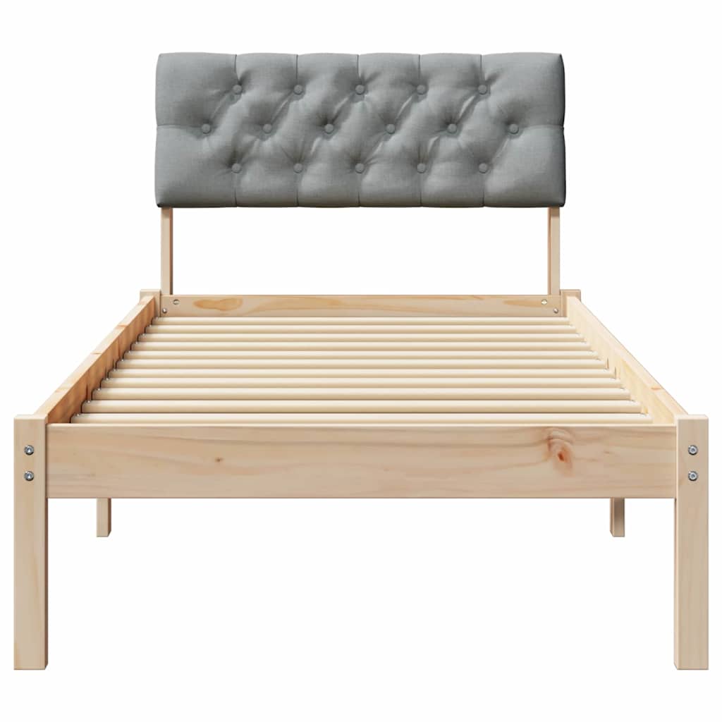 Sengestel Brun og lys grå 75 x 190 cm Massivt fyrretræ