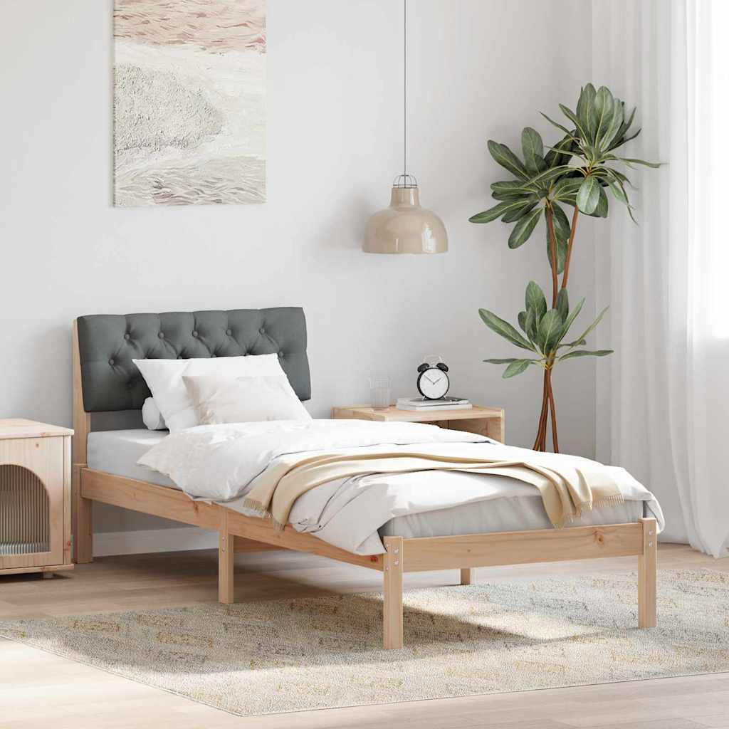 Sengestel brun og mørkegrå 75 x 190 cm Massivt fyrretræ