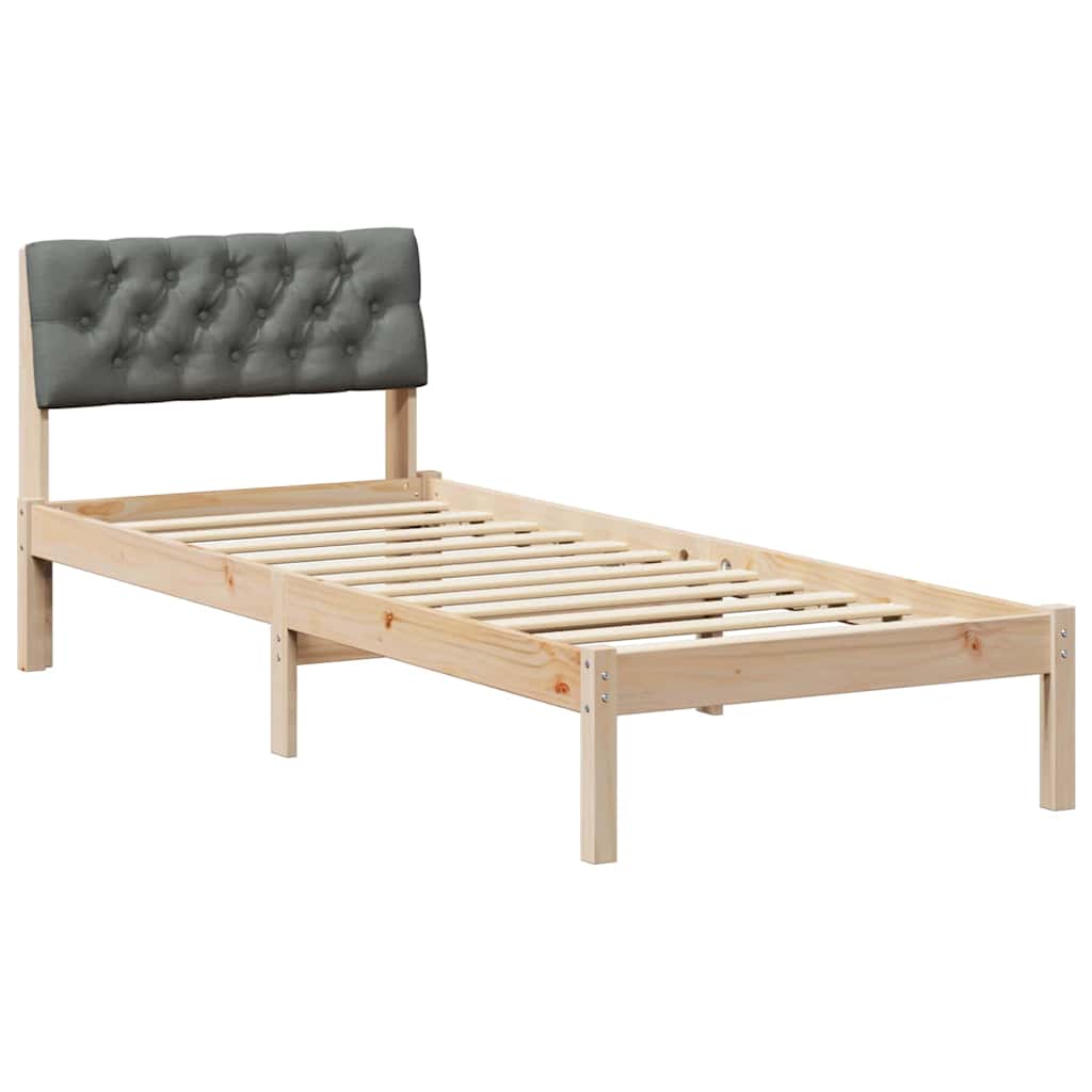 Sengestel brun og mørkegrå 75 x 190 cm Massivt fyrretræ