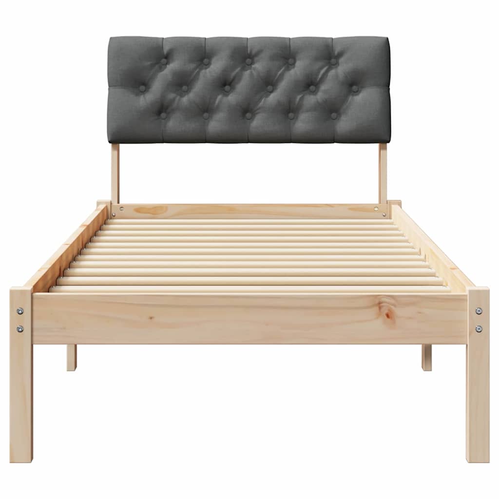 Sengestel brun og mørkegrå 75 x 190 cm Massivt fyrretræ