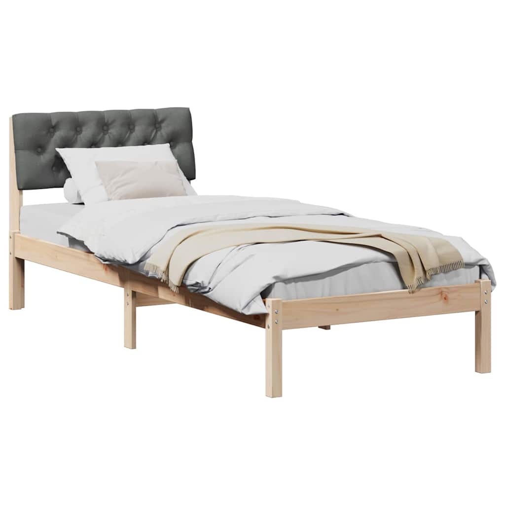 Sengestel brun og mørkegrå 75 x 190 cm Massivt fyrretræ