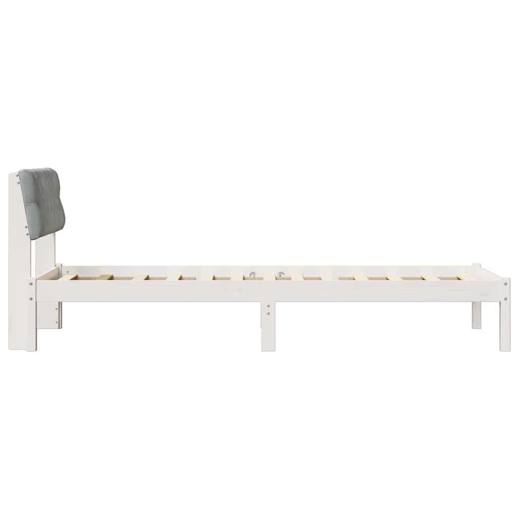 Sengestel Hvid og lys grå 75 x 190 cm Massivt fyrretræ