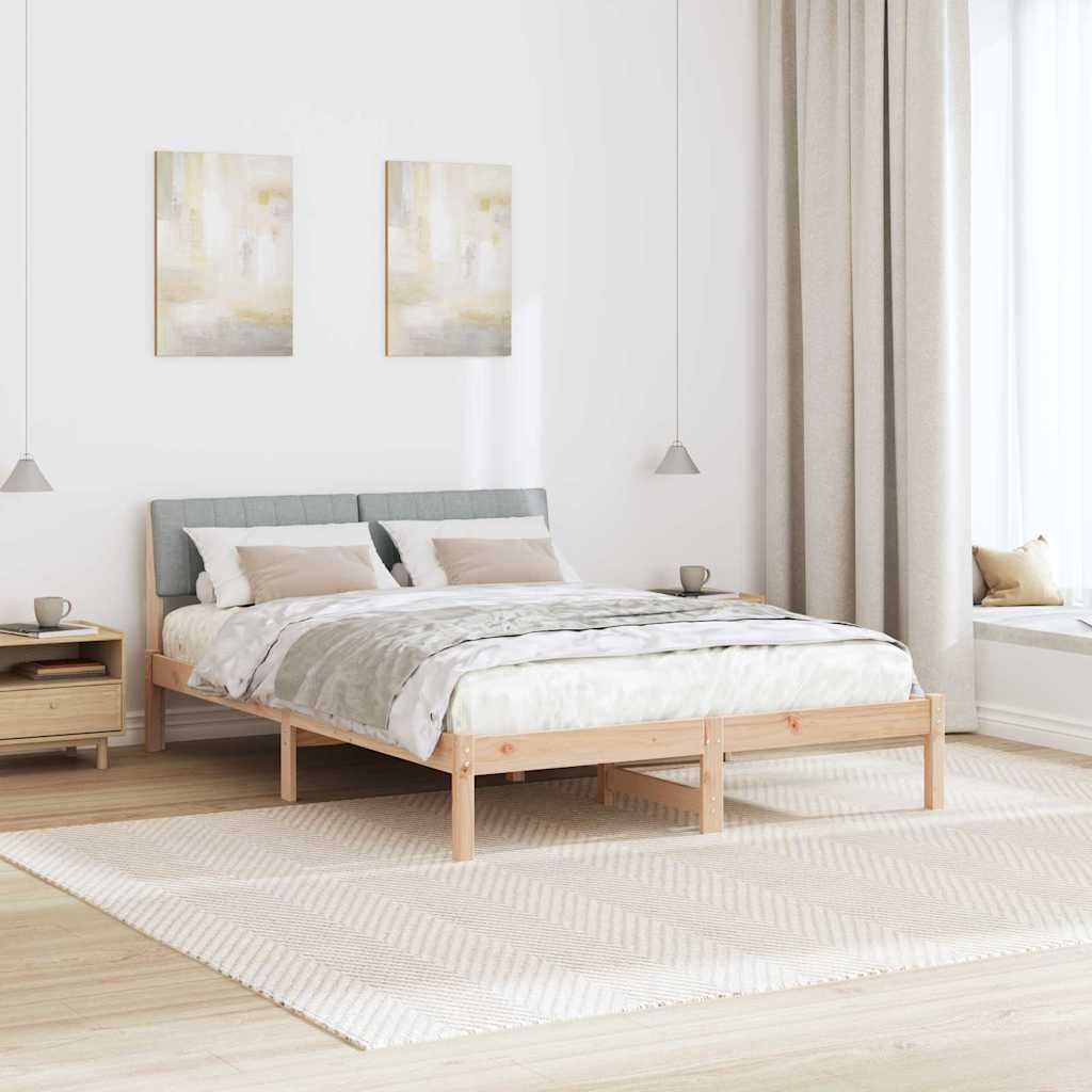 Sengestel Brun og lys grå 135 x 190 cm Massivt fyrretræ