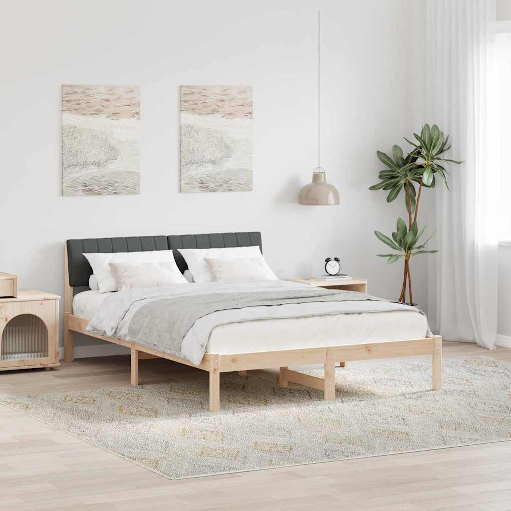 Sengestel brun og mørkegrå 135 x 190 cm Massivt fyrretræ
