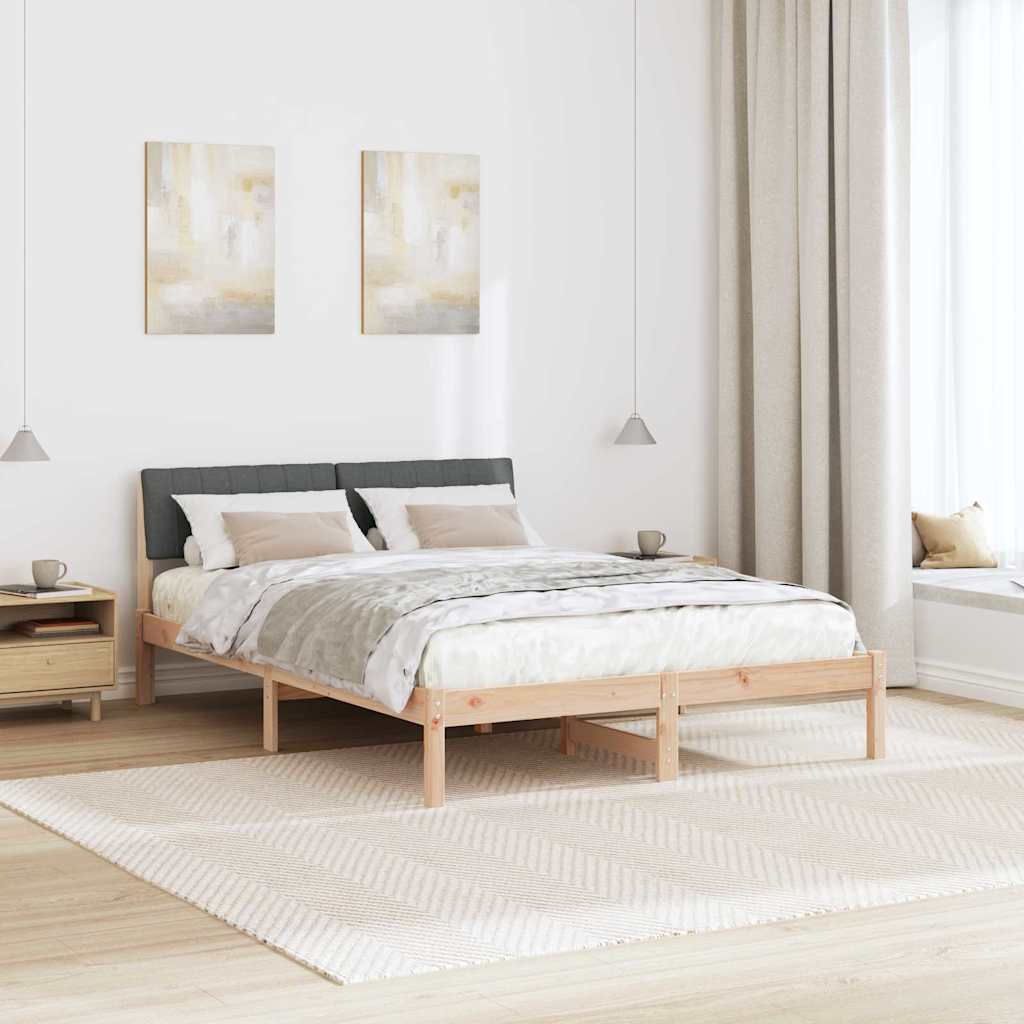 Sengestel brun og mørkegrå 135 x 190 cm Massivt fyrretræ