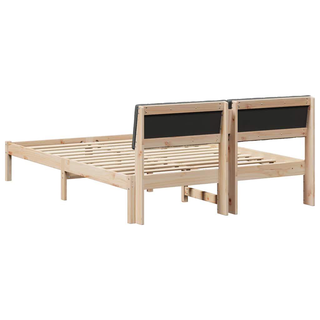 Sengestel brun og mørkegrå 135 x 190 cm Massivt fyrretræ