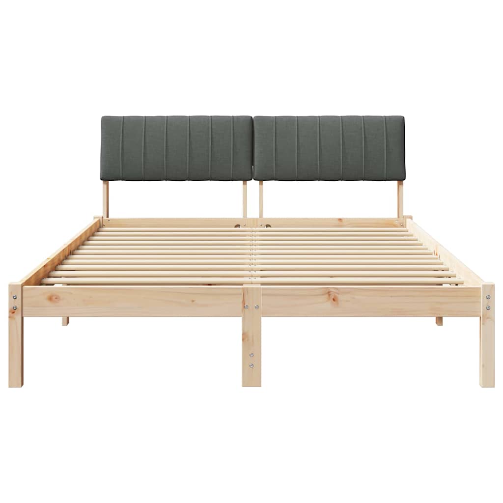 Sengestel brun og mørkegrå 135 x 190 cm Massivt fyrretræ