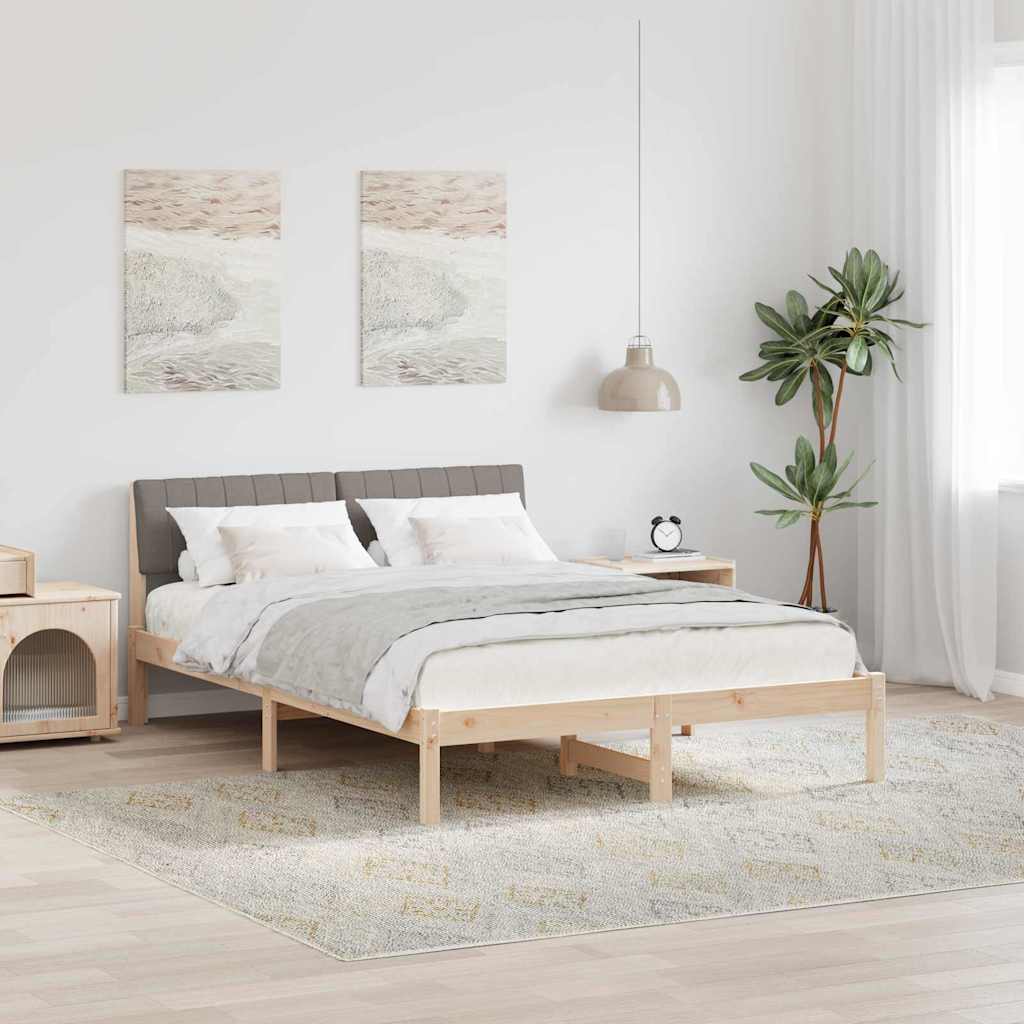 Sengestel Brun og taupe 135 x 190 cm Massivt fyrretræ
